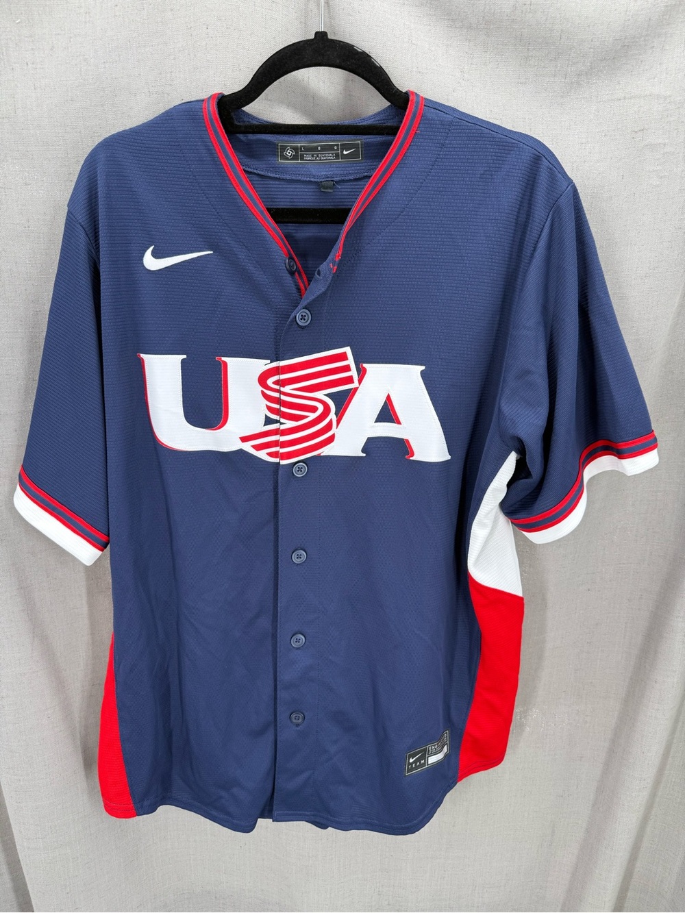 Nike Usa World Baseball Classic Blue Mike Trout 27 Jersey Size Large